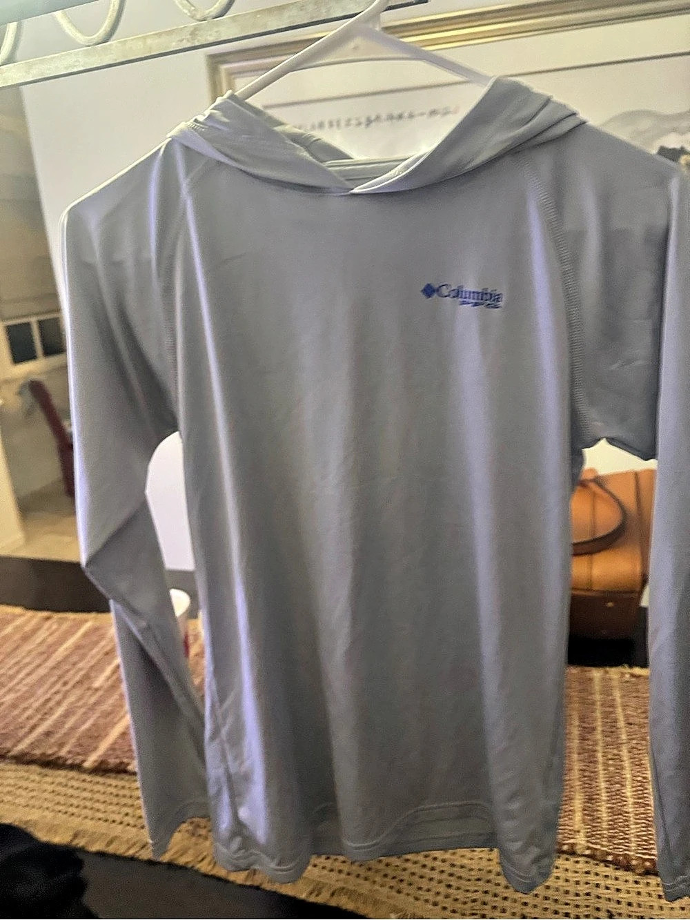 Columbia Kids' PFG Terminal Tackle Hoodie Gray & Blue Large